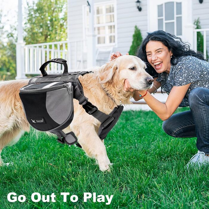 Шлейка для собак середніх та великих порід PETCUTE, чорна, з ручкою, для прогулянок, тренувань, відбиваючі елементи, водонепроникна (M)