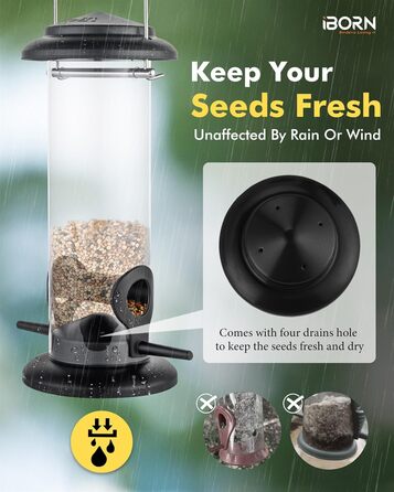 iBorn годівниця для птахів на підвіску, 2 шт. Зелена, металева, стійка до іржі, 8 дюймів
