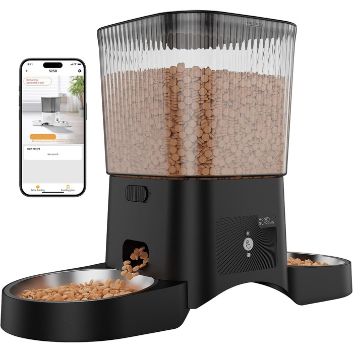 Автоматичний годівник для котів та собак HoneyGuardian з Wi-Fi, 2 миски, 3.5л, APP-керування