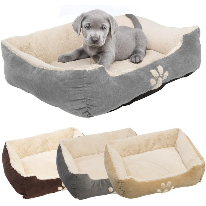 Крісло-ліжко для собак та котів, 60x50 см, бежеве - м'яке, з бортиком