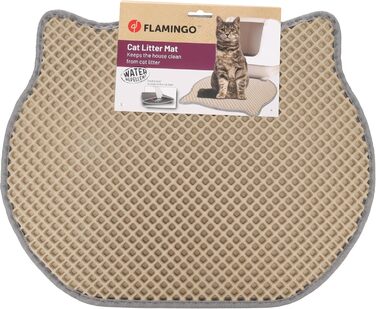 Килимок для котячого туалету Flamingo Matz, бежевий, 50x40 см, нековзкий, довговічний, для великих порід котів (Мейн-кун, Британська короткошерста, Рэгдолл, Норвезька лісова)