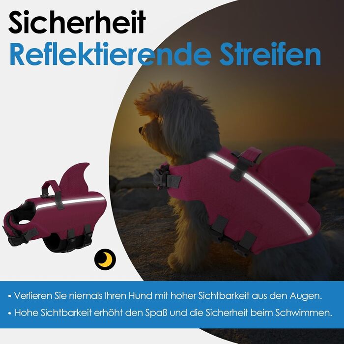 Світлокасова жилет для собак AOFITEE, рожевий, XS-M, з ручкою для порятунку, регульований