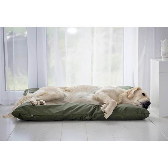 Подушка для собак 4L Textil ZOE, знімний чохол, для великих собак, 100x80 см, темно-зелена, з блискавкою, прана, ортопедичний лежак
