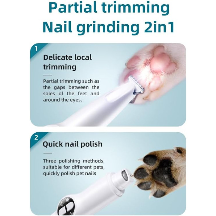 Триммер для собак 2-в-1, акумуляторний, бездротовий, тихий, для дрібних порід, догляд за шерстю, для лап, очей, вух, обличчя та тіла