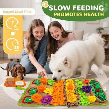 Нюхальна килимок для собак великих порід та силіконовий килимок для ласощів, інтерактивна іграшка-головоломка, щоб зайняти собаку, розвиваюча нюхальна килимок для повільного годування. Розміри: 76,2 x 45,7 см (килимок) + 20,3 x 20,3 см (силіконовий килимо