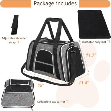 Транспортна сумка для котів HiCaptain, складана, з плечовим ременем, м'яко стьобана, переноска для маленьких собак та цуценят до 7 кг (рожева), 46 x 29 x 30 см