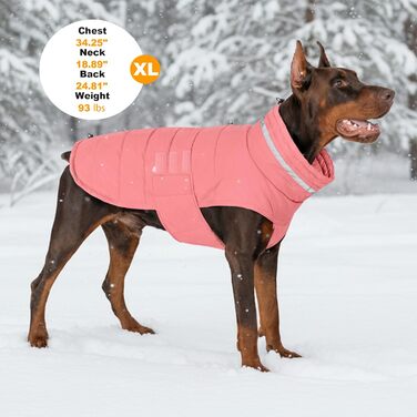 Водонепроникний зимовий одяг для собак, теплий вітрозахисний одяг з відбиваючими елементами та регульованим коміром, для маленьких собак, з застібкою-липучкою, розмір S (Рожевий 02, Small)