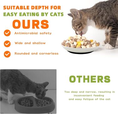 Набір мисок для котів GMMG, 6 шт. з кераміки, плоскі, для корму, миски для котів