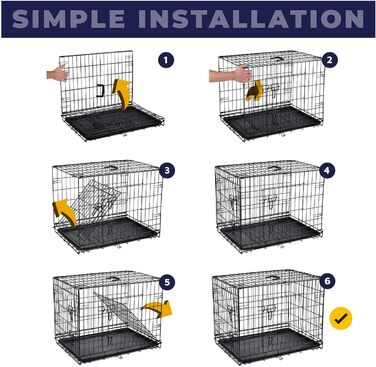 Складана клітка для собак DogCrates+ з 2 дверима, середня, 76 см, пластик, чорна