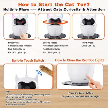 Інтерактивна іграшка для котів, автоматична лазерна іграшка для котів, розумна іграшка для котів/кошенят/собак (біла)
