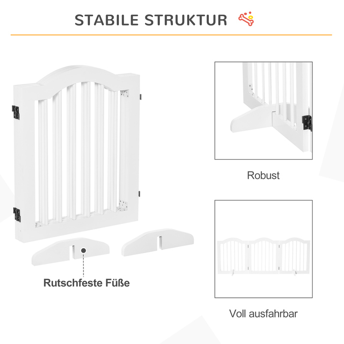 PawHut Dog Barrier Guard Configuration Guard Grid 3-Piece з двома опорними ніжками Стабільний Складний МДФ Білий 154.5x29.5x61 см | Аосом