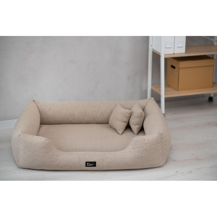 Ортопедичне ліжко для собак Bruno Grosse середнього розміру. М'яке ліжко-матрац для собак з Aura-тканини, з Memory Foam. Зручне, зносостійке та міцне (L, Бежевий)