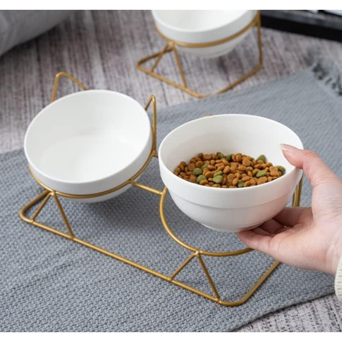 Керамічна годівниця для котів Anseom з підставкою, подвійна миска