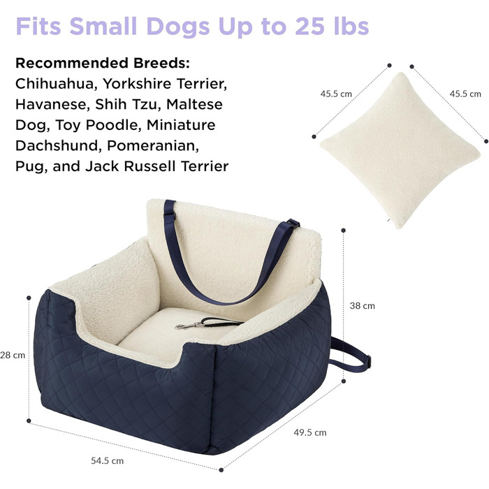 Автокрісло для собак Lesure - блакитне, для маленьких собак, з поворотком для повідка, водовідштовхувальне