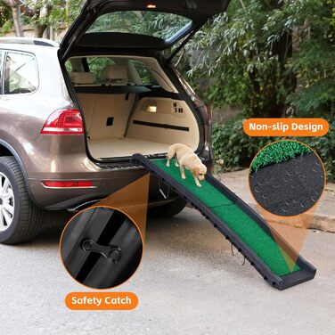 Рампа для собак у машину, вантажівку, SUV: трав'яна підкладка, 155 см, антиковзаюча, для великих собак