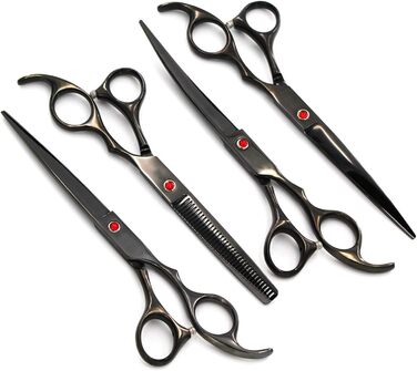 Набір професійних ножиць для грумінгу собак 6CR Edelstahl, комплект для догляду за тваринами: прямі, тонкі та вигнуті ножиці, гребінець для собак та котів