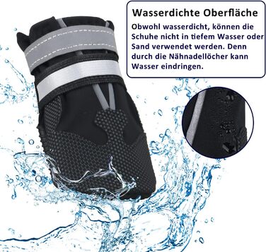 Чоботи для собак REESTBOO, 4 шт. Водонепроникні захисні човники для лап з відбиваючим ремінцем, клямками, для великих собак, чорні (XXL)