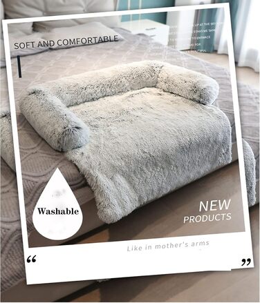 М'яка плюшева лежанка для собак, диван, заспокійлива лежанка, ультрам'яке хутро, лежанка для домашніх тварин, м'яка, миється, пухка ковдра, подушка, чохол на меблі, захист, лежанка для собак та котів (XL)