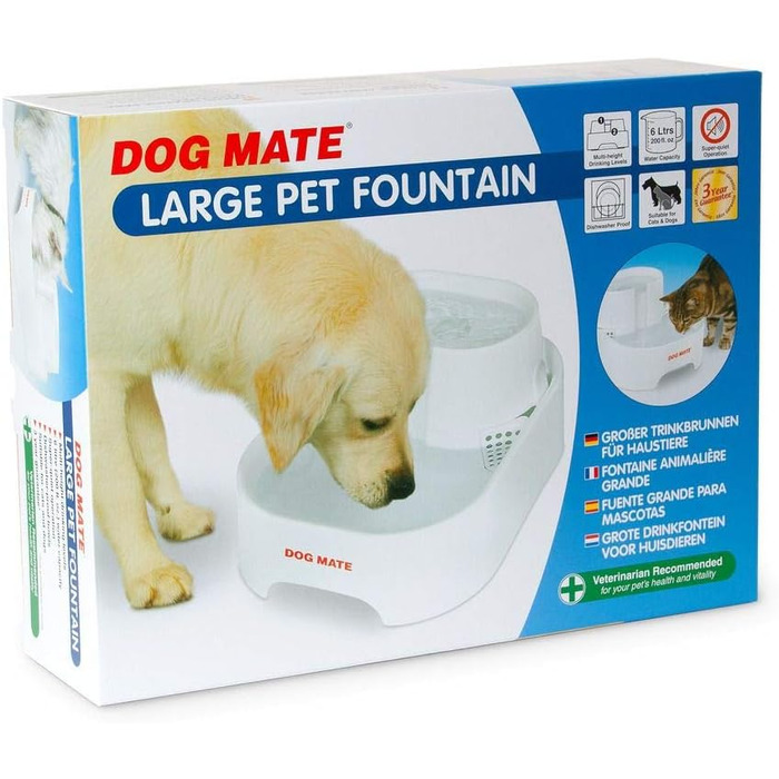 Автоматичний фонтан для води Dog Mate 6 л, білий, для собак і котів
