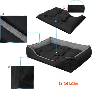 М'яке ліжко для собак та котів з високими бортиками, 84x65 см, графітовий колір