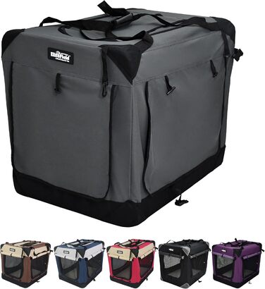 Клітка для собак EliteField з 3 дверцятами, складана, м'яка, з сумкою для перенесення та флісовою підстилкою, для дому та вулиці, 91.4 x 61 x 71.1 см