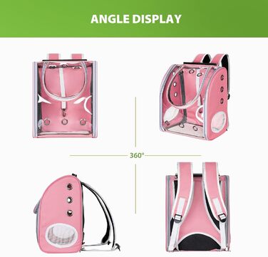 PETCUTE Рюкзак для собак і котів, дихаючий, прозорий, з підкладкою, для подорожей, дозволений авіакомпаніями, рожевий