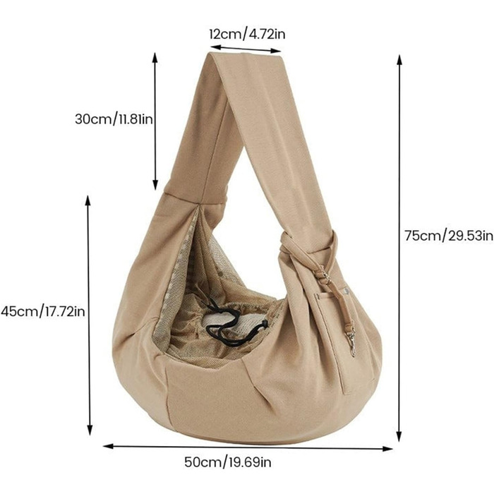 Сумка-переноска для котів та цуценят, наплічна, з кишенею, хакі