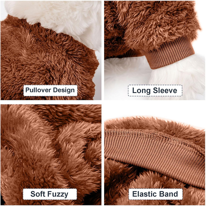 Пуловери для собак Kyaringtso, 2 шт., для маленьких собак, теплий зимовий пуховик для цуценят, для дівчаток та хлопчиків, (XXS, Оранжевий, Коричневий, Жовтий)