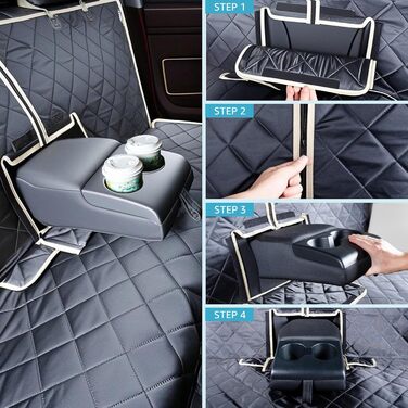 Гамма для собак Lassie 4-в-1, 100% водонепроникна, для заднього сидіння з сіткою, захист заднього сидіння для авто, SUV, вантажівок, чорна