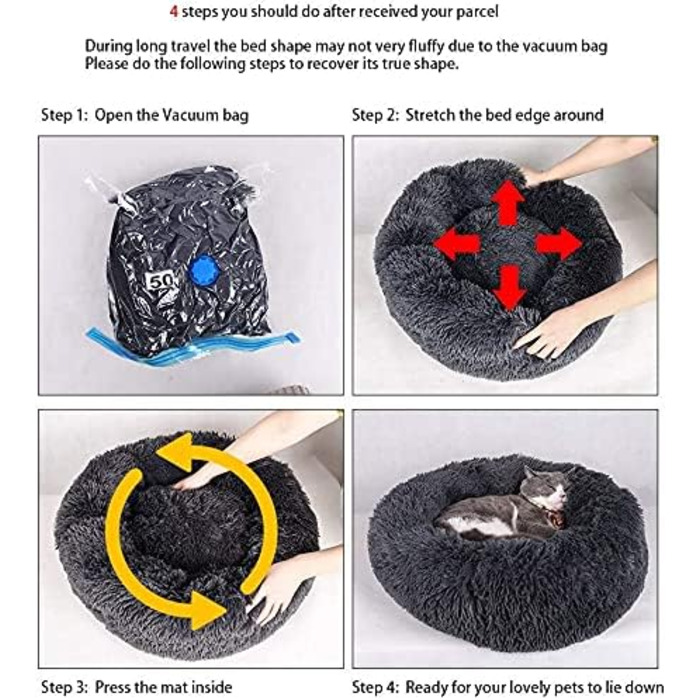 М'яке ліжко для собак та котів Haoye, кругла подушка для домашніх тварин, ліжко-бублик, миється, м'яке ліжко для собак та котів (діаметр 50-120 см / 7 розмірів), діаметр 70 см (Хакі, 120 см)