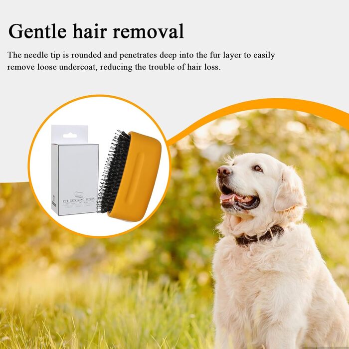 Щітка для собак та котів Fellbürste: догляд за довгою шерстю, цуценятам, кошенятам, щоденний грумінг, для активного відпочинку, рекомендовано ветеринарами (жовта)