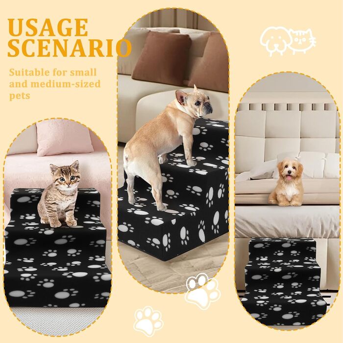 Сходинки для собак на 3 щабели, 30 см, знімний чохол, неслизькі. Підходять для собак та котів, маленьких та середніх порід.