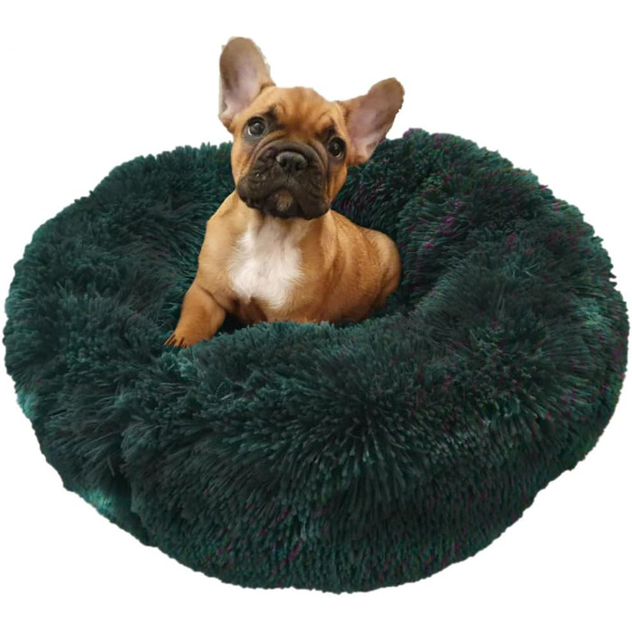 Ліжко для собак і котів Grand Filippo Fluffy 50 см, машинне прання, ручна робота, кругле, зелений, пухнасте