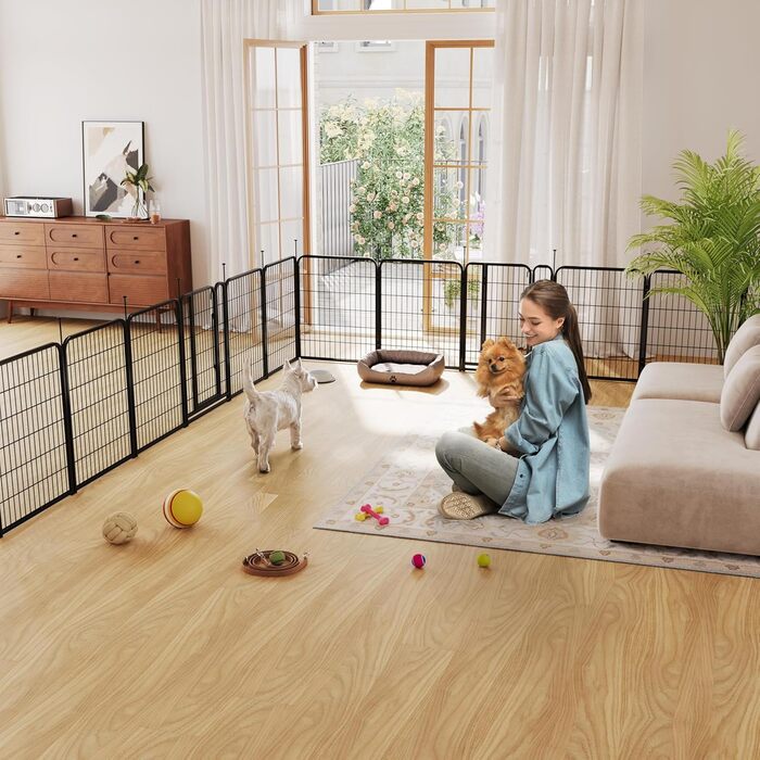 Клітка для собак Yaheetech 8-секційна, 80 см, вольєр для собак, з'єднувальні стержні, складана клітка для собак у квартиру та сад, без інструментів, 80 см висота, 8 шт.