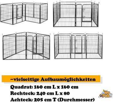 Загорожа для цуценят MYPETS, 8 секцій, 80x60 см, манеж для собак, металевий вольєр для молодих собак