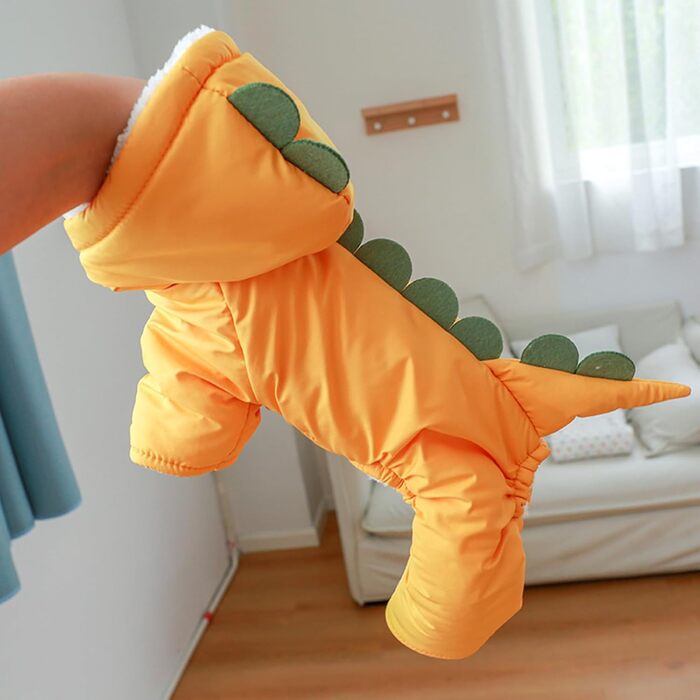 Костюм для собаки динозавр: теплий комбінезон-худі з капюшоном, зимовий одяг для собак (зелений, XL)