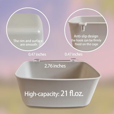 Кормушка для клітки AMZSYLV для кроликів, птахів, 600 мл, для корму та води, ласощів, цуценят, підвісна годівниця, миска, 26 шт., сіра