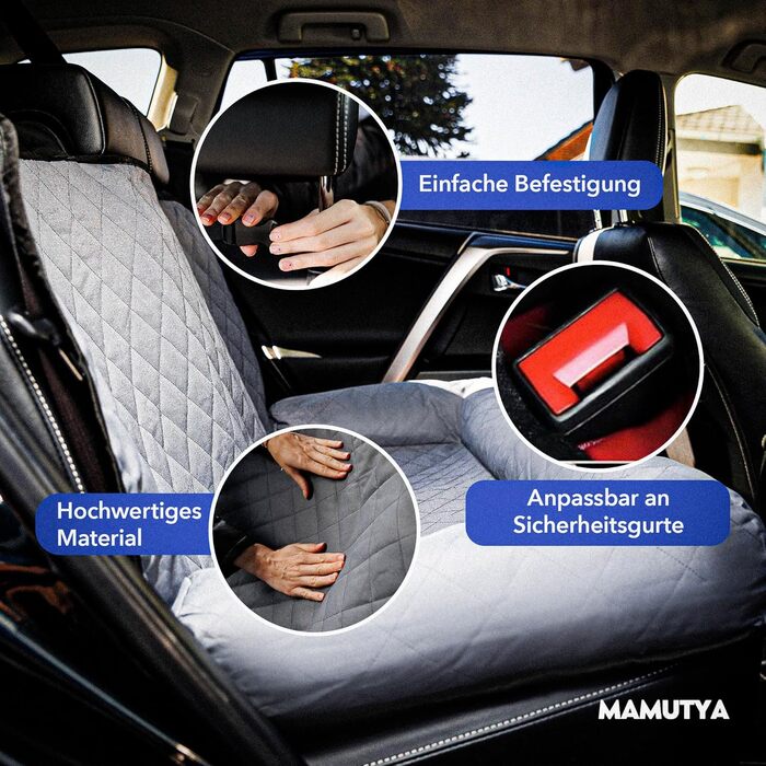 Дихаюча підстилка для собак у машину | Захист заднього сидіння авто від бруду та подряпин | Водостійка та миюча автопідстилка для собак | Сіра підстилка для заднього сидіння авто | 130x90 см