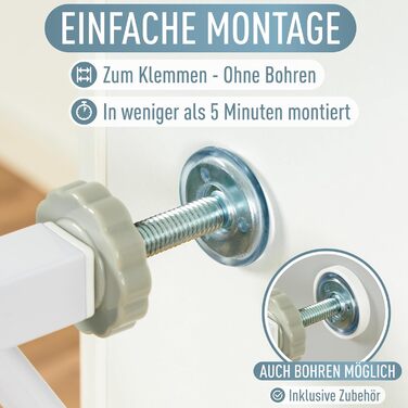 Захист для сходів IB STYLE для дітей - сітка для сходів, захист від собак, автоматичне закриття, без свердління, білий, 58-66 см