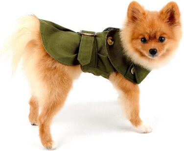 PAIDEFUL Західна куртка для маленьких собак, вітронепроникна, з поясом, для осені та зими, розмір S, хакі