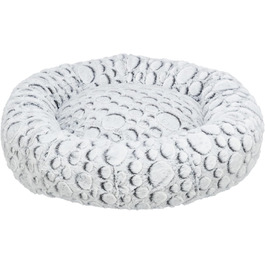 Тріксі лежанка для собак Міла, діаметр 50 см, біло-сіра, м'яке собаче ліжко з плюшем, кошик для маленьких собак, неслизька, 38985
