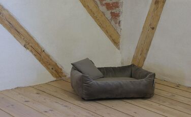 Лежак Lycce Kuschelsofa з м'якого велюру для собак і котів, колір тауп, розмір 1