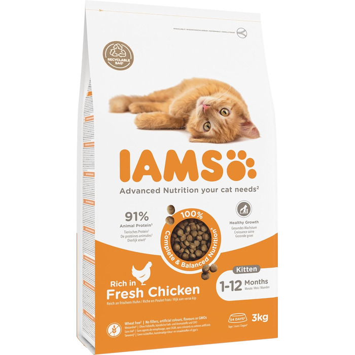 Сухий корм для кошенят IAMS з рибою та куркою для віку від 1 до 12 місяців, 3 кг