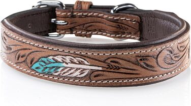 Стильний шкіряний нашийник для собак Джек Рассел від Unikat: ручна робота, м'який, багатокольоровий, з натуральної шкіри буйвола, XL (48-58 см)