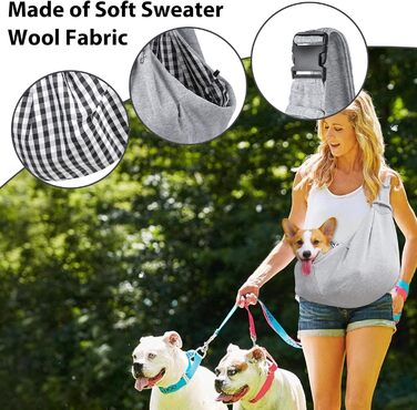 Сумка-переноска для собак, регульований плечовий ремінь, переноска для домашніх тварин, для маленьких собак та котів, для прогулянок, вантажопідйомність до 7.5 кг (Сіра)