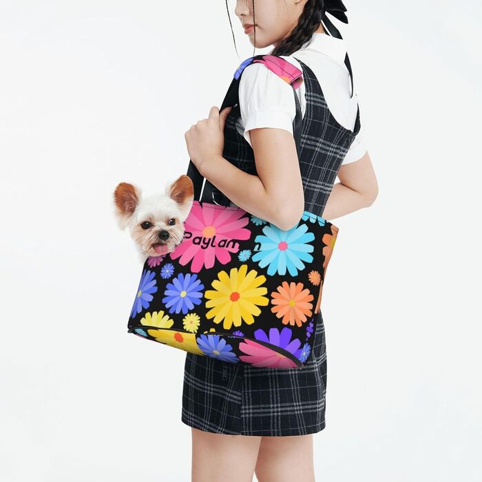 Сумка-переноска для котів та собак Paylamon, складана, для подорожей, транспортування в літаку, автобусі, метро (маленькі квіти)