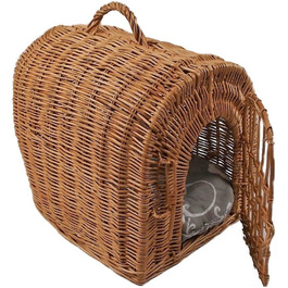Транспортний кошик з лози з подушкою 45x35x45 см - клітка для кота/собаки