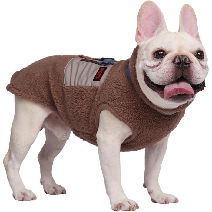 Теплий зимовий жилет для собак FeimaX з флісу, з D-початком, для малих та середніх собак, колір кава