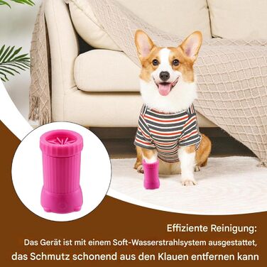 Автоматична мийка лап для собак Dayysiuy | USB-зарядка, рожева | Для собак та котів