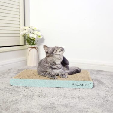 AMZNOVA Килимок для котів з картону з котячою м'ятою, килимок для дряпання, широкий, блискучий рожево-золотий (зелений блиск, 43.2x30.5 см)